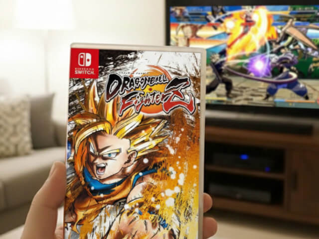 ドラゴンボール-ファイターズ-for-Nintendo-Switchパッケージとプレイ画面の画像です。