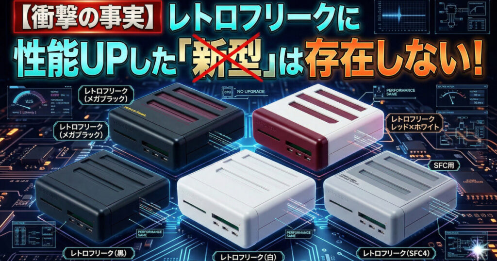 【衝撃の事実】レトロフリークに性能UPした「新型」は存在しない！をイメージした画像です。
